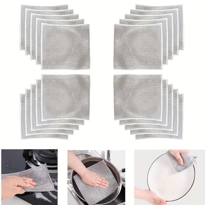 Set of 20 Microfiber Steel Fleece Scrub Pads - Ideal for both Wet and Dry Cleaning, Gentle on Surfaces and Tough on Grime, Great for Various Home Areas such as Kitchens, Bathrooms, Countertops, Stoves, and Sinks - Convenient and Long-lasting Cleaning