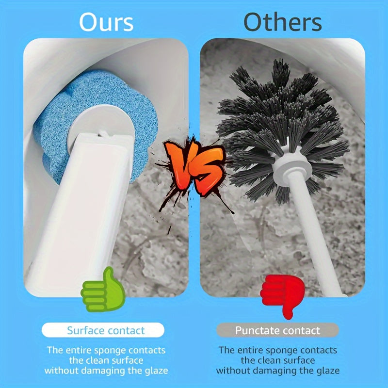 Disposable Toilet Brush Refill Pads in Packs of 6, 12, 18, 24, or 30 - Equipped with a Medium Firmness Plastic Handle for Easy Access - No Electricity Required, Portable Design - Ideal for Home, Dorms, and Apartments - Effortlessly Cleans Toilets, Glass