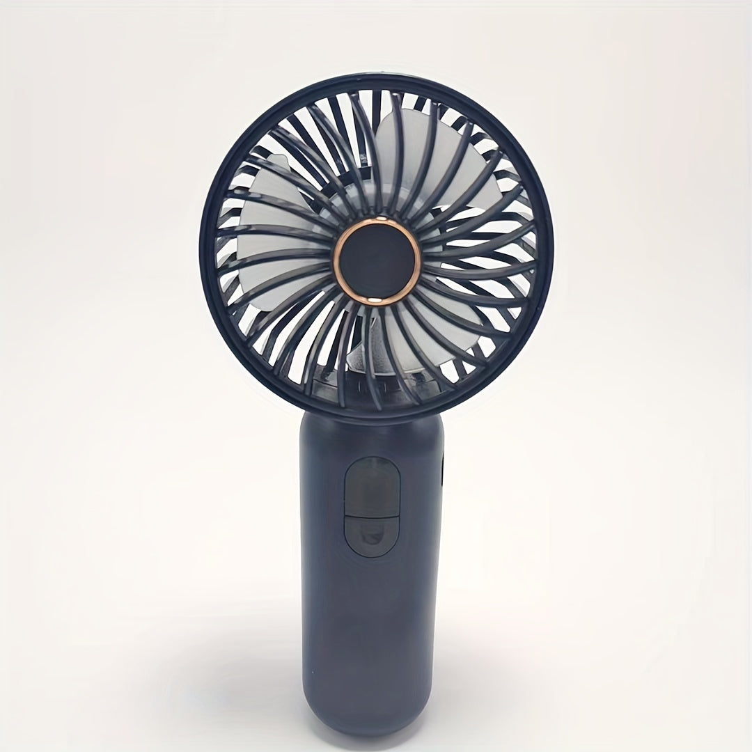 New handheld mini fan, USB rechargeable for office and outdoor use, silent and durable with a portable design perfect for camping.