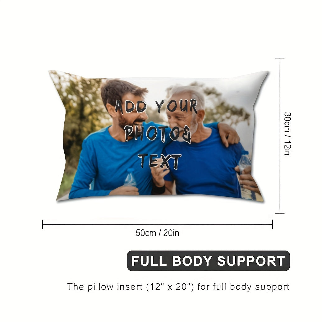 One Piece of Personalized Double-Sided Print Plush Pillowcase with Customized Photo and Text, Perfect as a Personalized Keepsake for Valentine's Day, Wedding, Anniversary, or as a Gift for Ages 14 and Up. Made of Polyester and measures 30.48x50.8 cm.