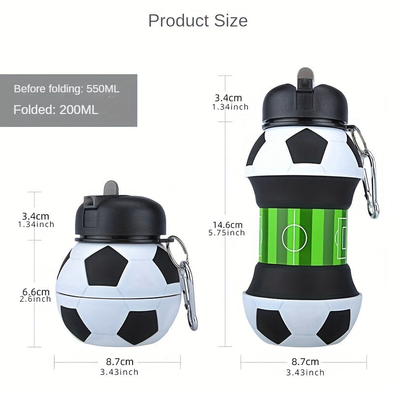 LINRIMNISEN Portable Folding Soccer Ball Water Bottle, 200ml/6.7oz, BPA-Free Plastic, Round Shape, Anti-Drop Design for Outdoor Sports, Football Theme, Ideal for Various Occasions.