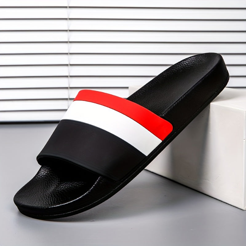 Gender-neutral Color Block Open Toe Slippers for Men and Women, featuring Soft, Durable Sole with Non-slip Comfort.