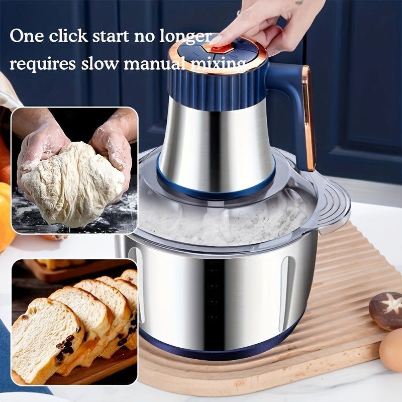 5L Stainless Steel Food Processor with 6-Blade System - Fast Meat Mincer & Vegetable Chopper, powerful kitchen gadget for onions, garlic, salads and kids' food, US Plug.