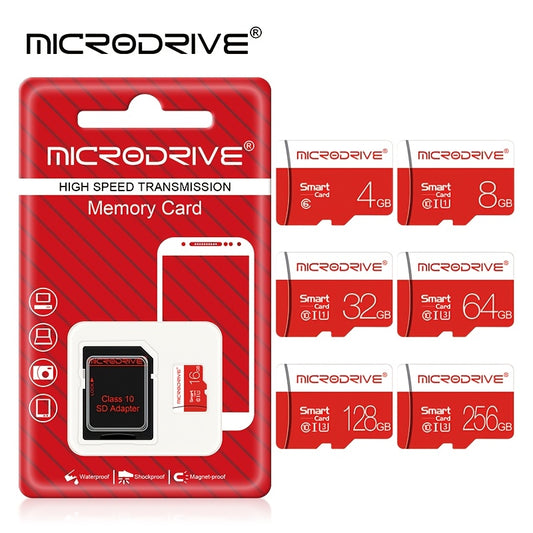 MICRODRIVE TF SD Memory Card - High-Speed Class 10 U3 UHS-I, 4K HD Compatible, Sizes: 4G-256GB, MICRODRIVE