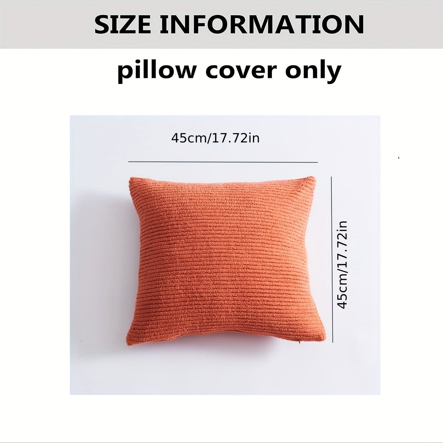 Orange Pillow Cover in Contemporary Style - Available in 30 X 50cm or 45 X 45cm - Perfect for Bedding, Sofa, or Chair - Hand Wash Recommended - Features Zipper Closure and Made of Polyester Fabric