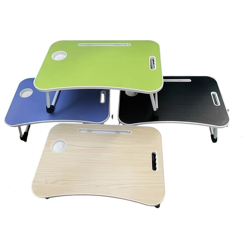 Multifunctional Folding Laptop Desk with Tray, Cup Holder - Ideal for Bed, Sofa, Floor - Durable Aluminum, Various Colors.