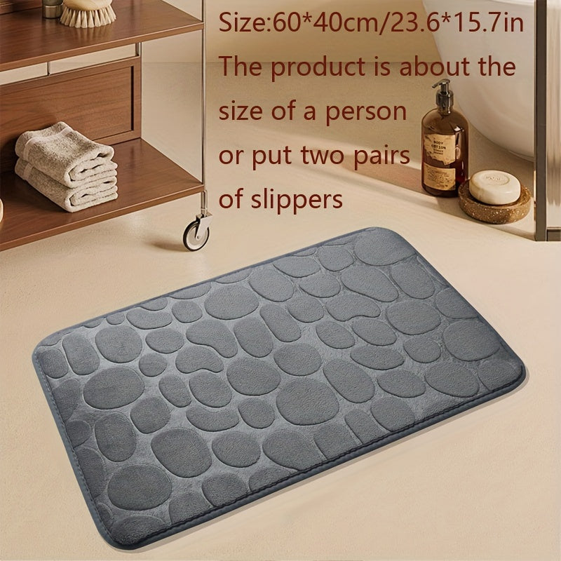 1 pc Pebble Pattern Floor Mat, Absorbent & Quick-drying, Non-slip & Super Soft Entry Rug for Bathroom, Bedroom, Kitchen, Living Room - Ideal Home Decor and Bathroom Supplies.