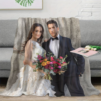 This personalized Custom Digital Print Fleece Blanket is perfect for everyone, including girls, boys, adults, and makes a great Valentine's Day gift. It is lightweight, soft, and comfortable, making it suitable for use on the bed, sofa, camping, or