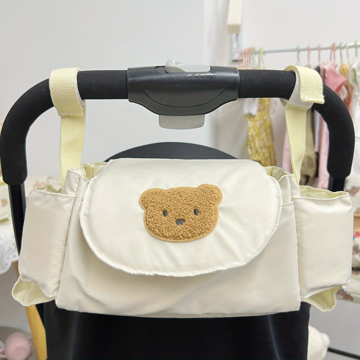 Adorable Hanging Storage Bag for Korean Baby Strollers - Organize Shelf, Store Essentials like Phones, Bottles, and More!