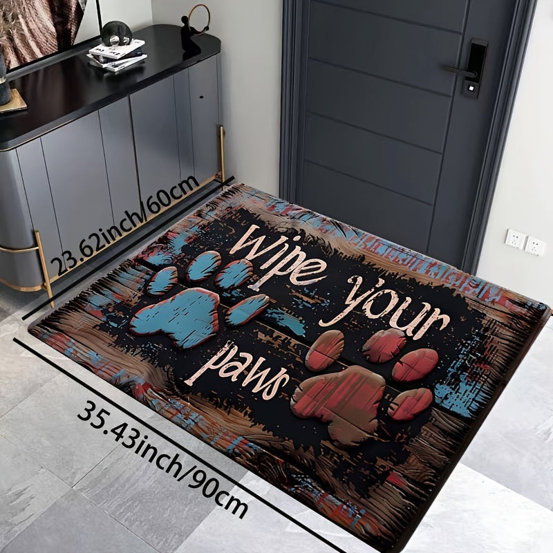 Symmetrical Claw Print Wood Grain Background Bathroom Carpet with 8mm Thickness, Soft and Thickened. Suitable for Kitchen, Living Room, and Bedroom. Also works as Indoor Door Mat, Machine Washable Entrance Carpet, and Decorative Accent.