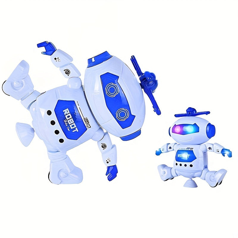 Dancing Robot Toy for Kids, 1 Piece, Features LED Lights and Music, 360-Degree Rotating Action, Perfect Gift for Boys and Girls, Made of Durable Plastic