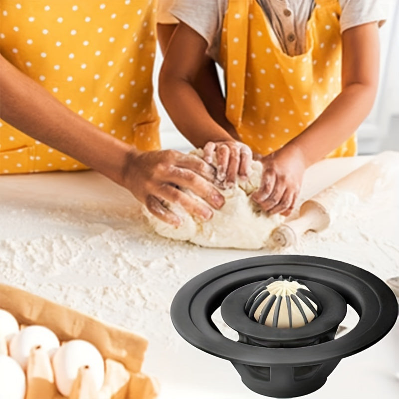 This kitchen gadget is a Flower Shaped Steamed Bun and Dumpling Maker, made of plastic pastry pie mold that is safe for food contact. It is the perfect tool for making homemade buns and dumplings, a must-have kitchen utensil for any cook.