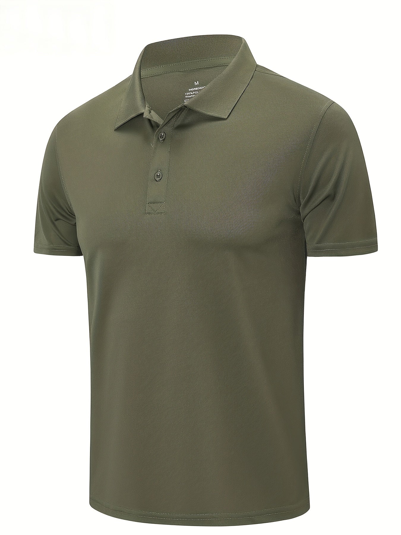 Men's Quick Dry Polyester Shirt with Button Detail and Crew Neck, Moisture Wicking Athletic T-Shirt.