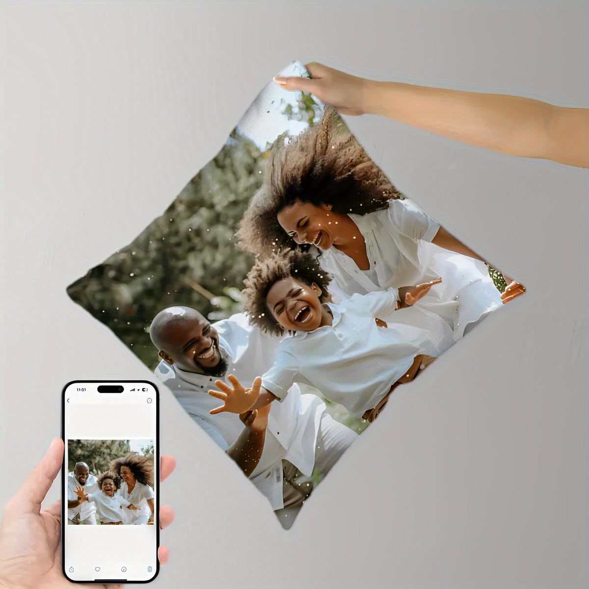 Personalized Photo Pillowcase - 45.72x45.72cm - Great for Birthdays, Valentine's Day, Holidays & Beyond - Plush Polyester, Single-Sided Design, Perfect for Home Decoration & Gifting, Ideal for Christmas, Excellent for Thanksgiving