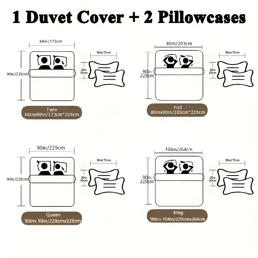 Soft & Cozy Love Heart Duvet Cover Set - Includes 1 Duvet Cover and 2 Pillowcases made of breathable polyester with zip closure, machine washable, ideal for all seasons.