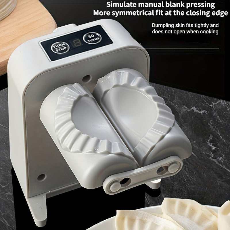 Effortlessly make 1500 dumplings with the USB rechargeable automatic dumpling maker featuring a built-in lithium battery. Perfect for both personal and commercial use, with food contact safe materials.