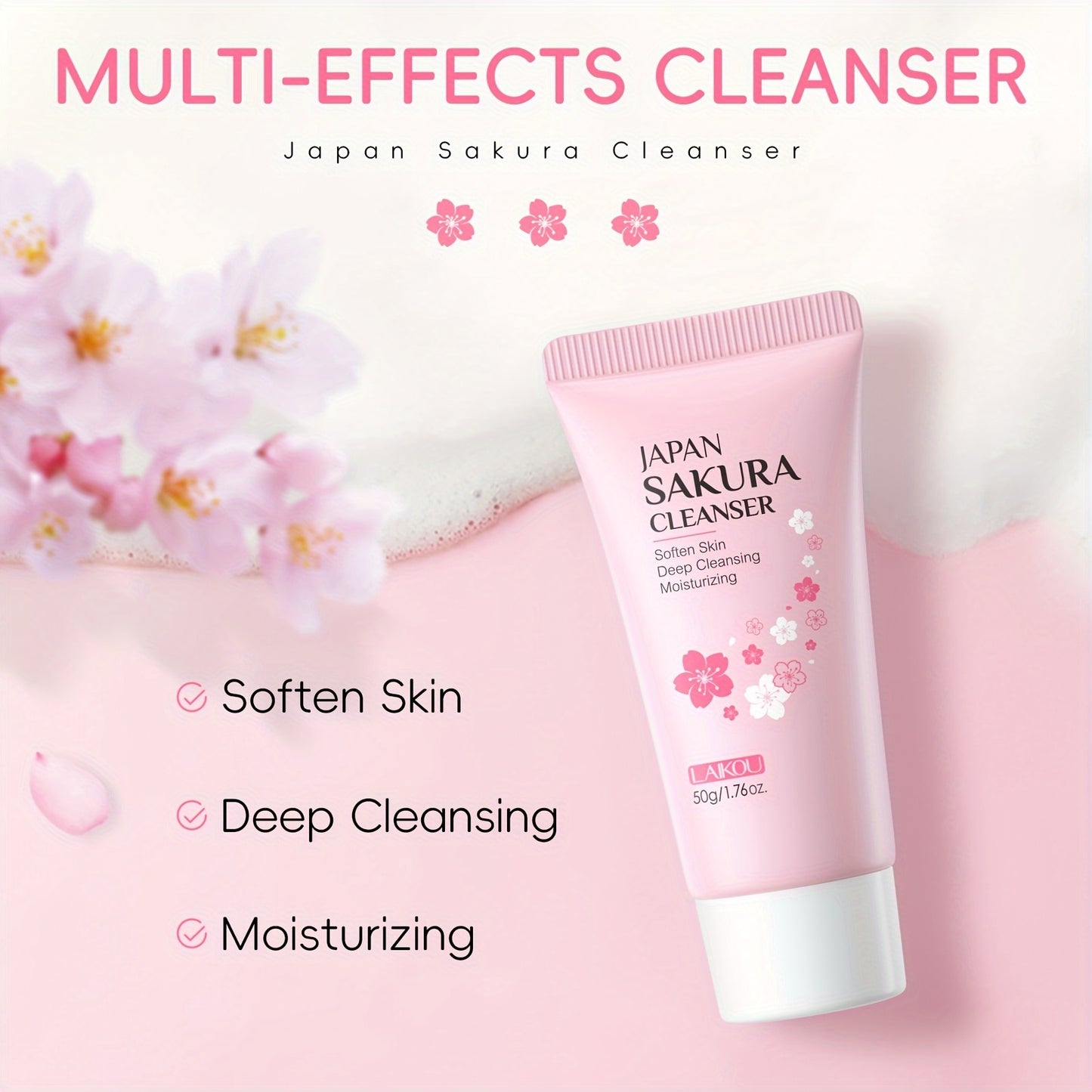 One Sakura Facial Cleanser, Deep Cleansing Moisturizer