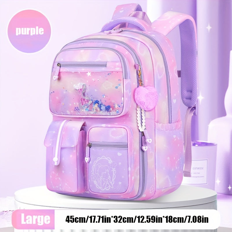 New children's backpack with gradient colors, waterproof and spine protection.