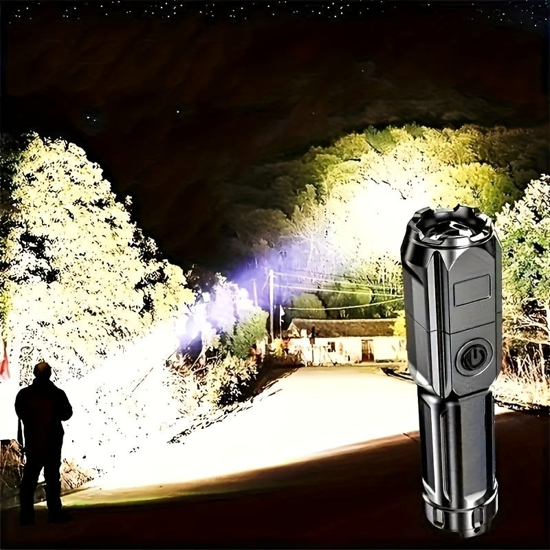 Portable telescopic flashlight with powerful zoom capabilities for outdoor and home use.