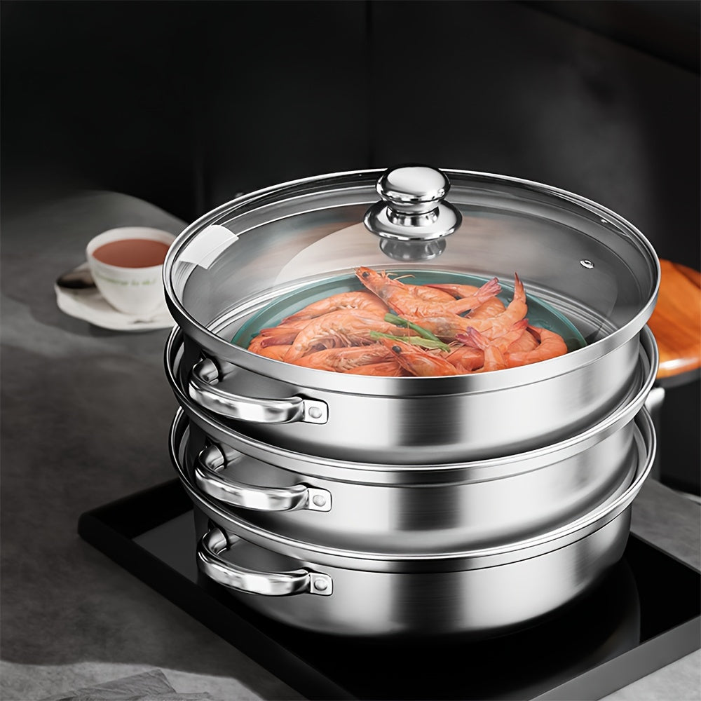 Steaming Soup with Multiple Layers in Silver