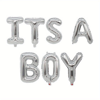 40.64cm Baby Shower Balloon Banner featuring "It's A Boy", "It's A Girl", and "Oh Baby" Foil Balloons for Gender Reveal Party.