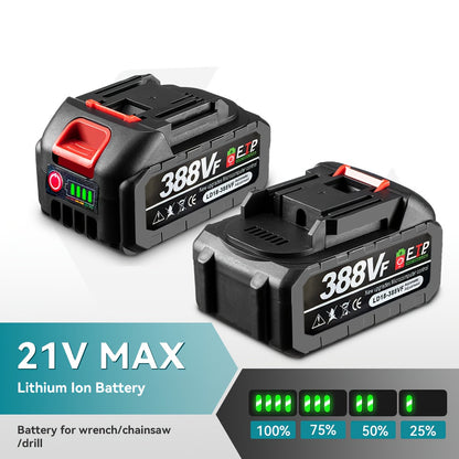 Replacement lithium-ion battery for brushless drill wrenches.