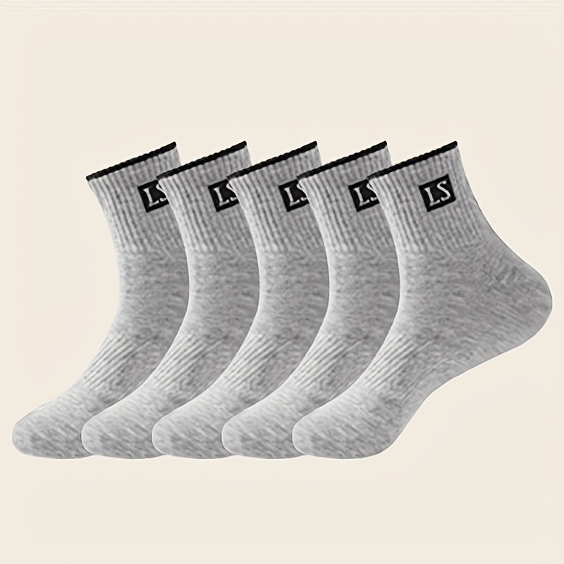 5 pairs of men's striped thermal crew socks