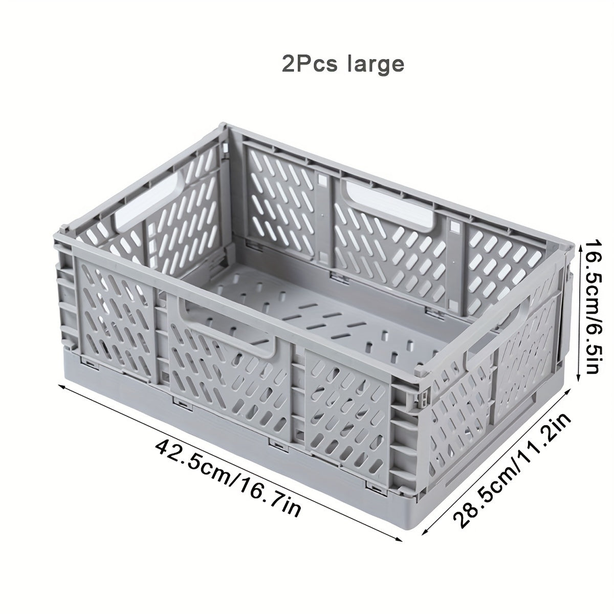 2-Pack Plastic Folding Storage Baskets with Handles, Stackable Organizers for Home - Mixed Color