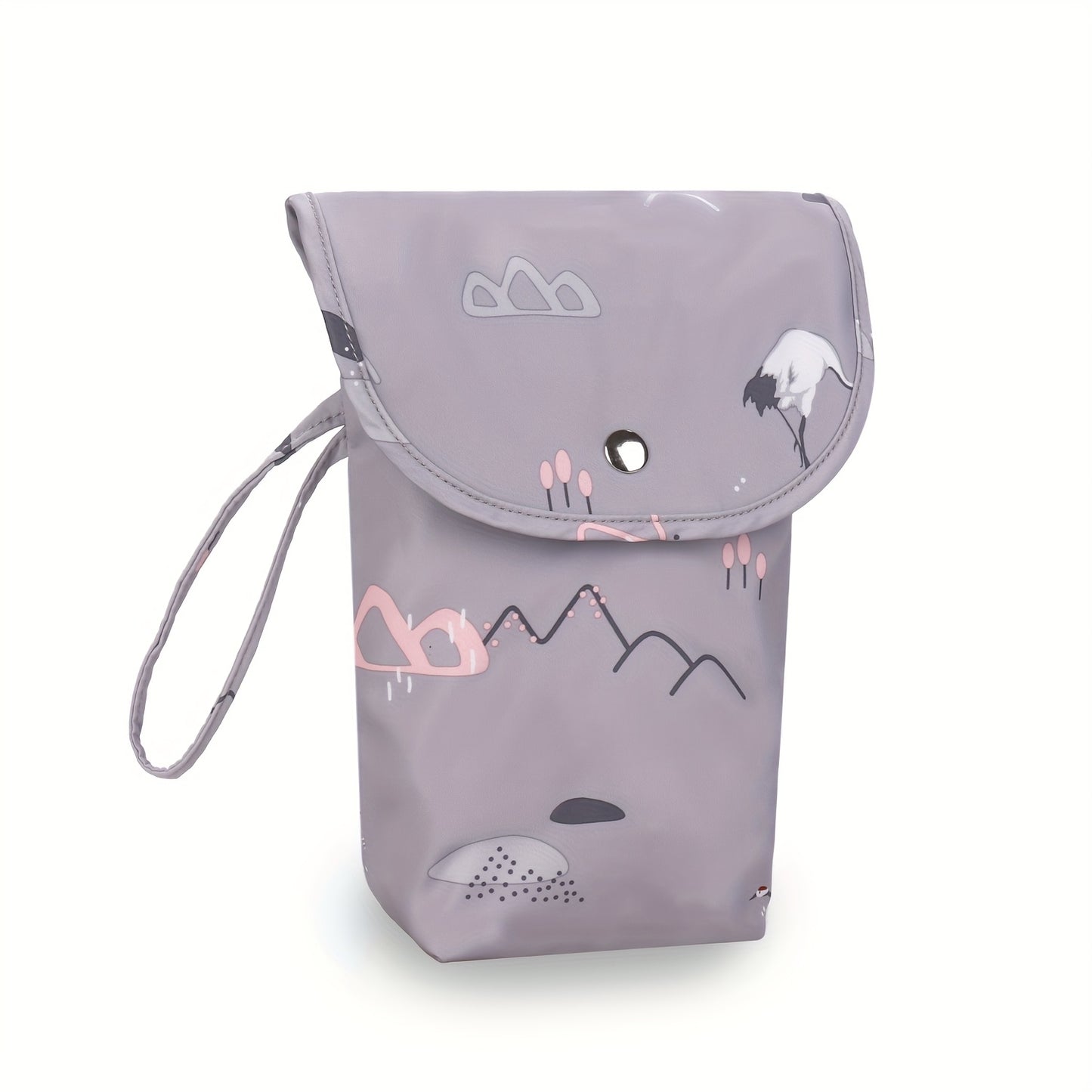 Durable polyester diaper storage bag for kids, perfect for diapers and wet wipes.