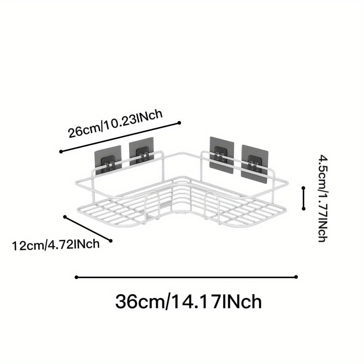 Wall mounted bathroom storage rack for organized bathroom accessories without punching holes.