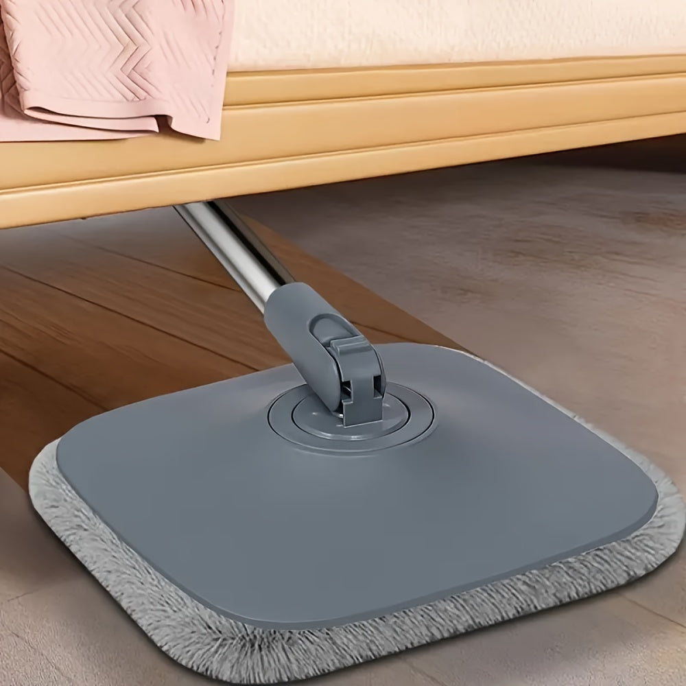 The RICHBEAR Easy Wring Flat Mop and Bucket Set offers a Self-Cleaning System and is made of Plastic. It is perfect for various rooms in the house including the Living Room, Bedroom, Bathroom, Toilet, and Kitchen. This versatile kit can be used for both