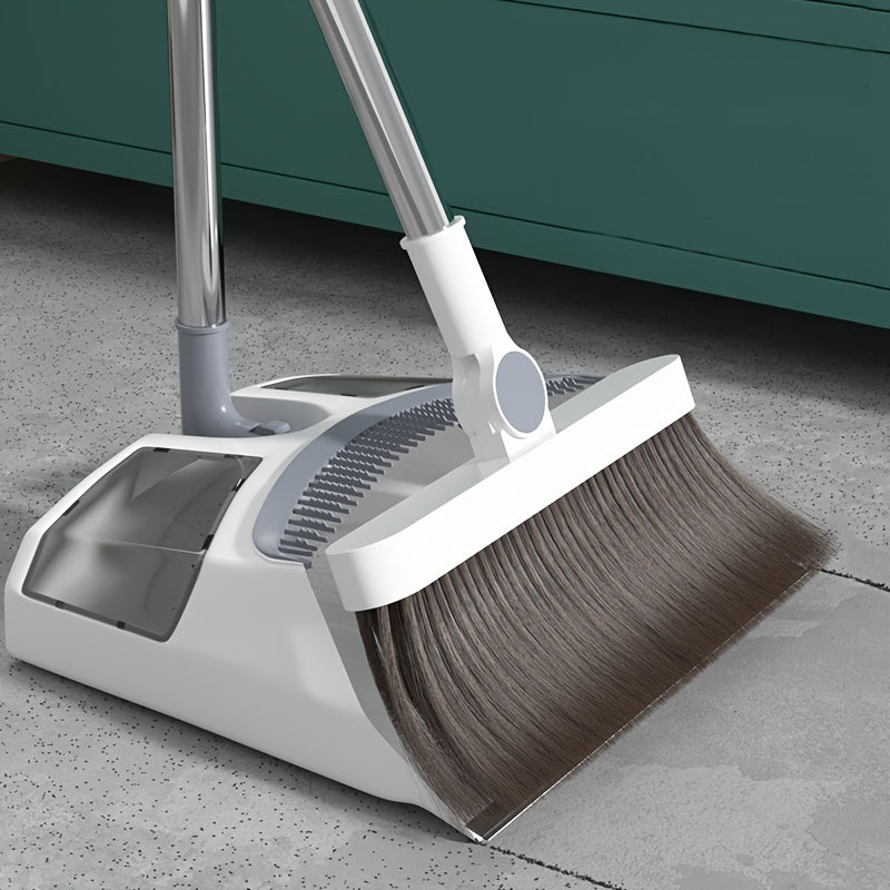 Elegant Folding Broom and Dustpan Set with Spacious Capacity - Ideal for use in the Living Room, Bedroom, Outdoors, Kitchen, or Patio - Features a Plastic Handle