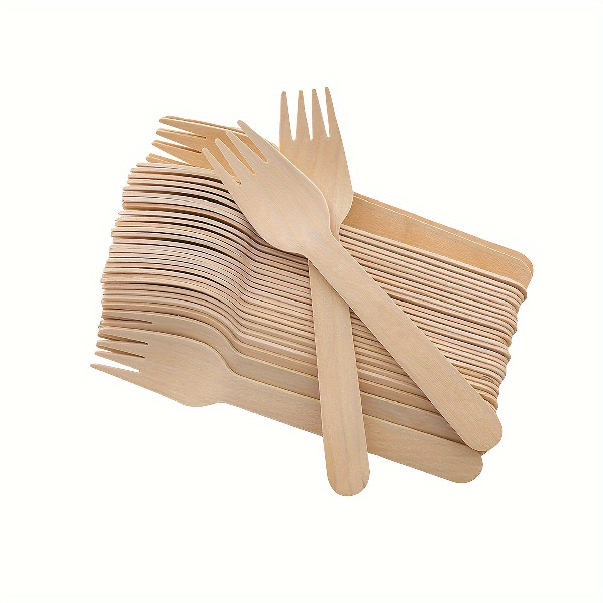 Set of 100 Birch Wood Cutlery Pieces - Includes Disposable Forks for Ice Cream, Fruit, and Dessert Cake - Perfect for Home, Kitchen, Restaurant, Picnics, Camping, and Parties - Ideal for Tableware Accessories and Party Supplies