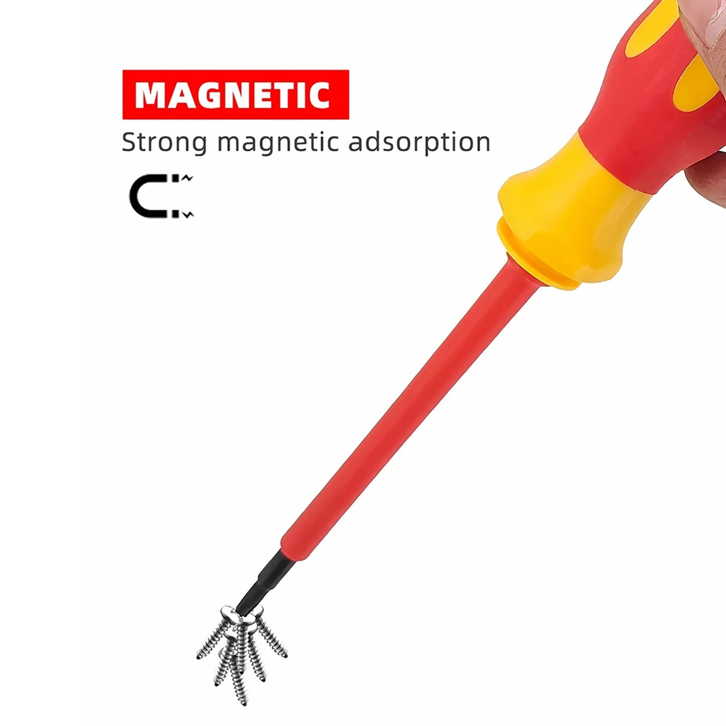 Insulated screwdriver set with high hardness magnetic hex key, ideal for household electricians. Features durable plastic handle and doesn't require electricity. Contains 10-20 pieces.