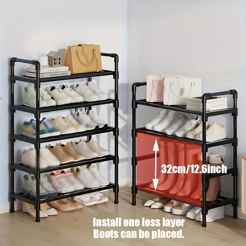 Easy to install and space-saving shoe rack with multiple layers – ideal for storing shoes and boots in entryways, living rooms, and bedrooms. The metal storage design offers a large capacity for organizing your footwear.