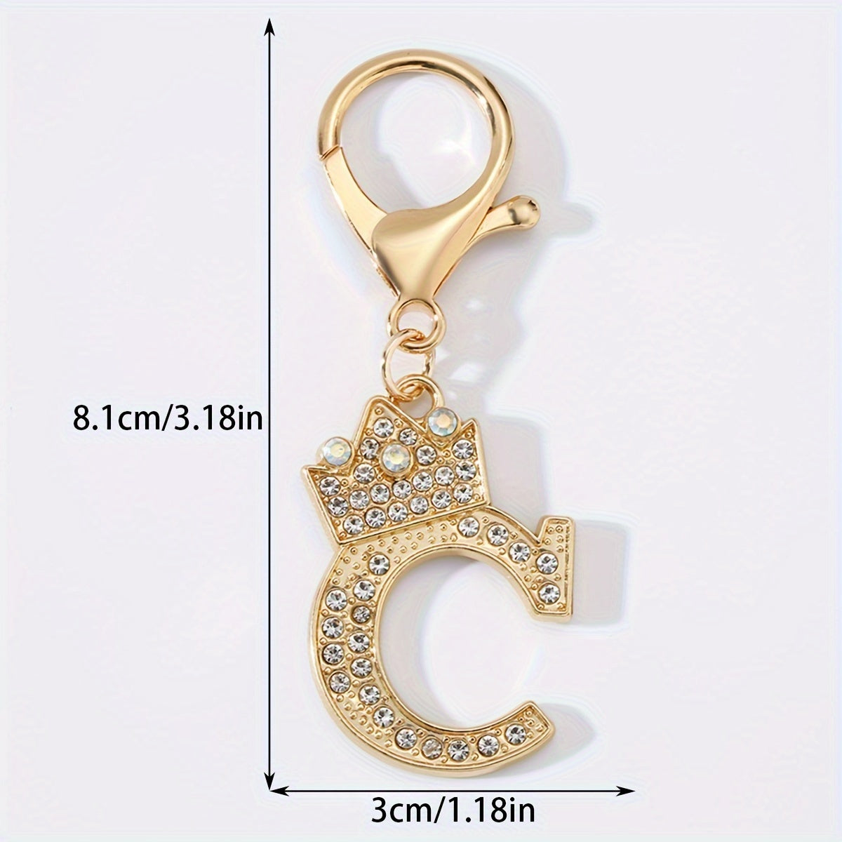 1pc Fashion Zinc Alloy Artificial Diamond Crown 26 English Letters Key Chain for Men, Bag Pendant for Friends.