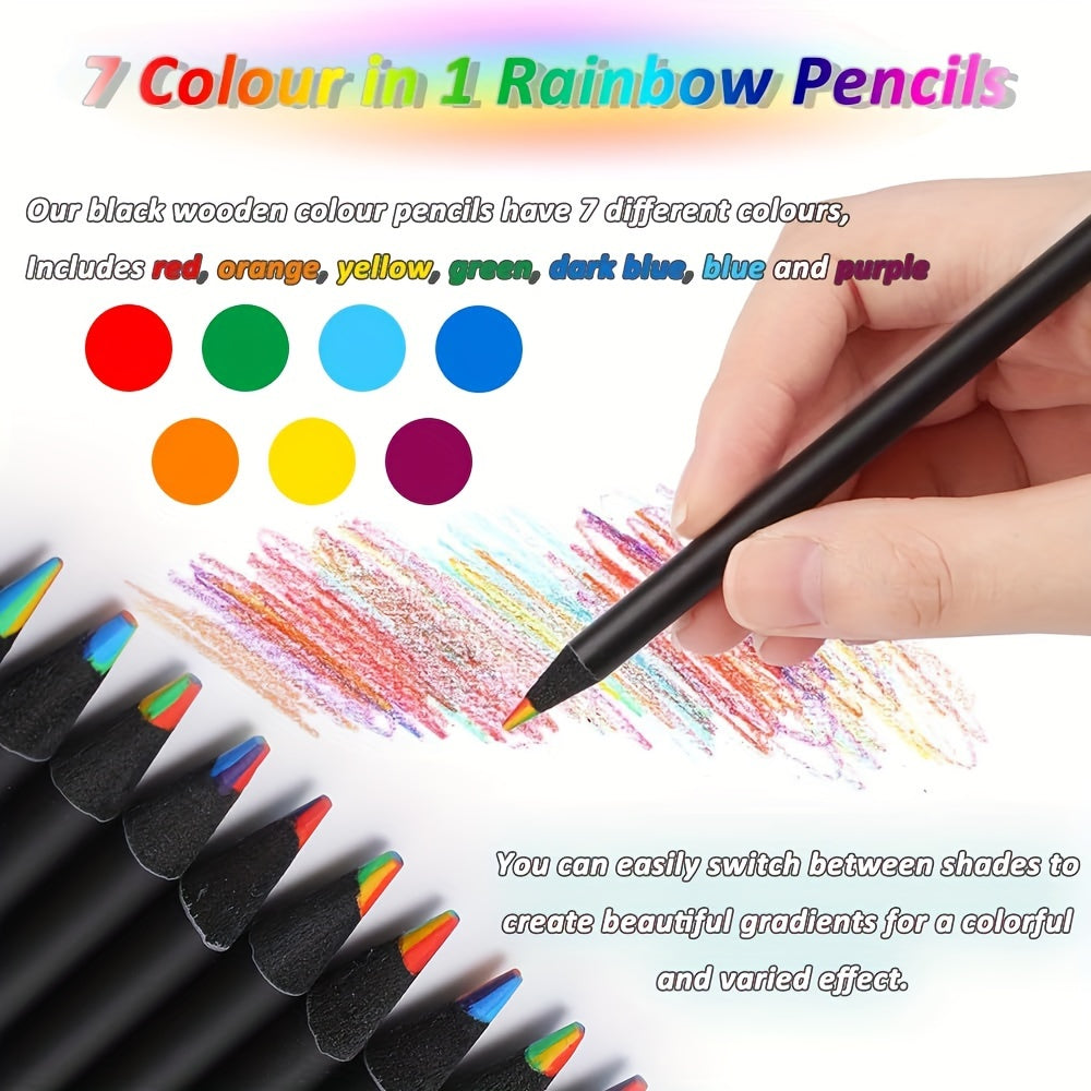 Brutfuner 5/10pcs Rainbow Colored Pencils Set for Artwork, Non-Toxic Wooden