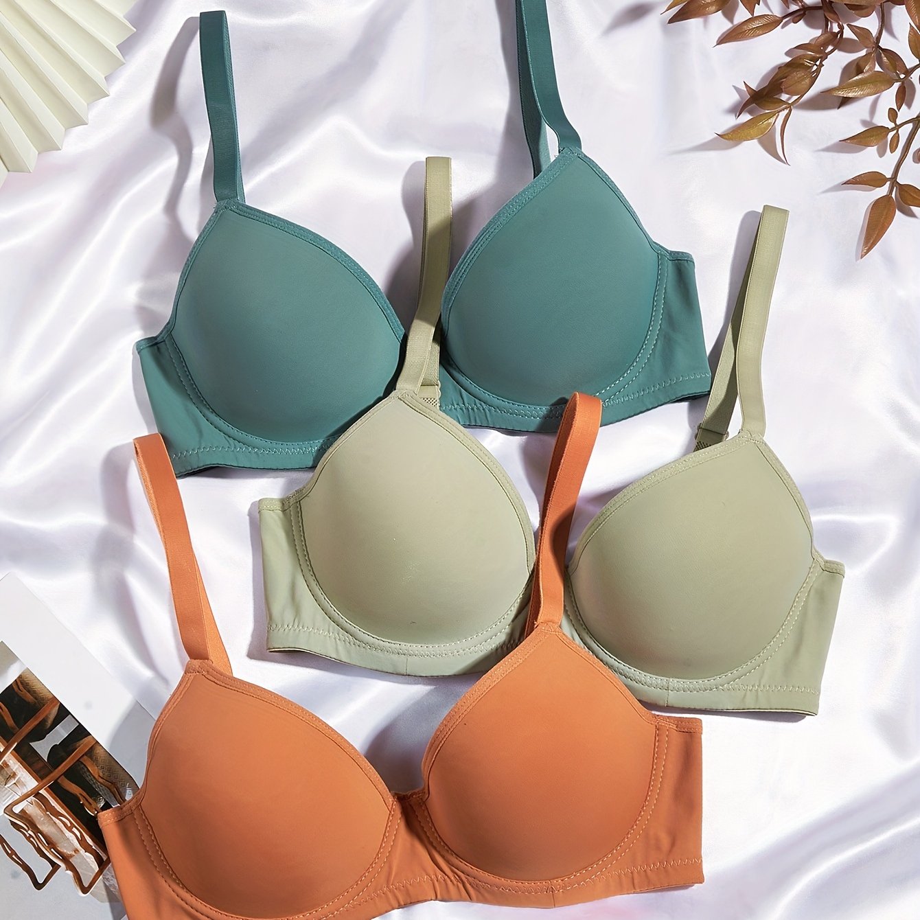 3 Simple Solid T-Shirt Bras: Comfy, Breathable Push Up Style for Women's Lingerie