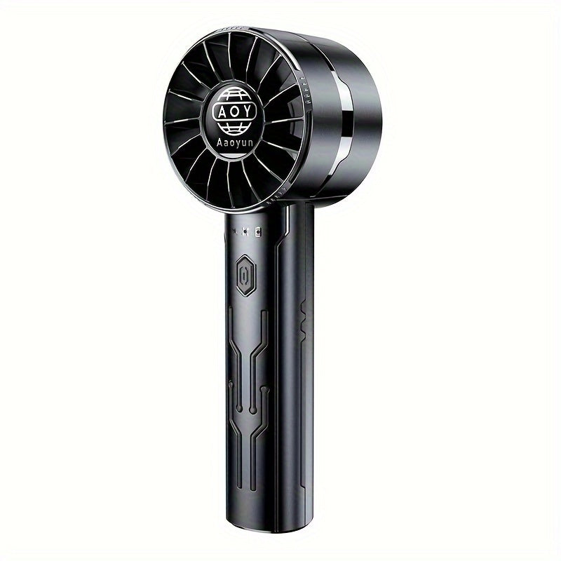 Compact Mini USB Handheld Fan featuring a Turbo Wind for Powerful Cooling, 4-Speed Adjustable Settings, Stylish Design suitable for Home, Outdoor, Travel, and Office use. Equipped with a Rechargeable Lithium Battery and crafted from Durable Plastic