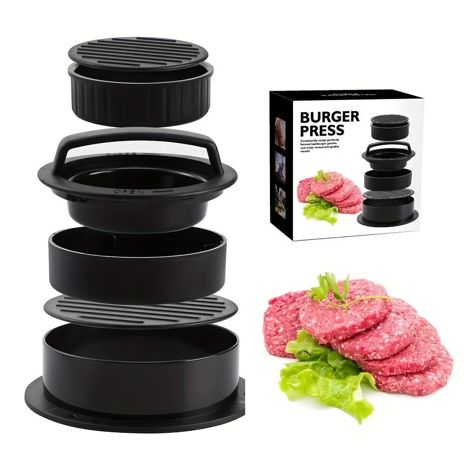 Non-stick Burger Press Patty Maker - Make Perfectly Shaped Patties for BBQ Grill and Pan-Frying with this Plastic Hamburger Mold - Ideal for Beef, Cheese, and Vegetable Patties - Compatible with BBQ Grill and Pan-Frying.