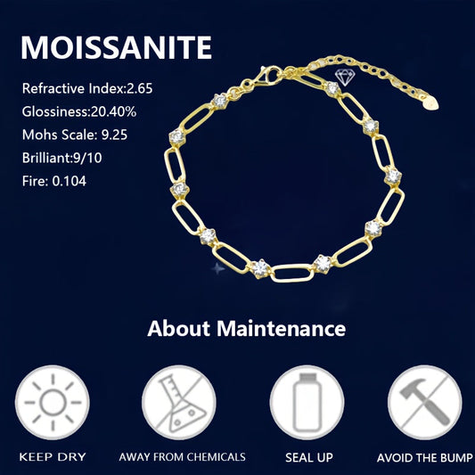 Love yourself with the 1pc LOVESSOM Luxury Boho 18K Golden Plated 925 Silver Moissanite Bracelet. This stunning piece features a total weight of 3 carats and is perfect for both men and women. Ideal for daily wear or special occasions like Christmas