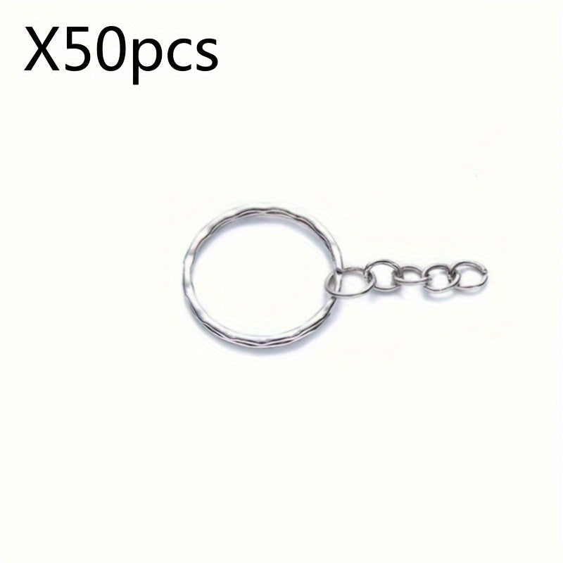 Set of 50 Alloy Key Rings Keychain with Link Chain for Crafting Keychains