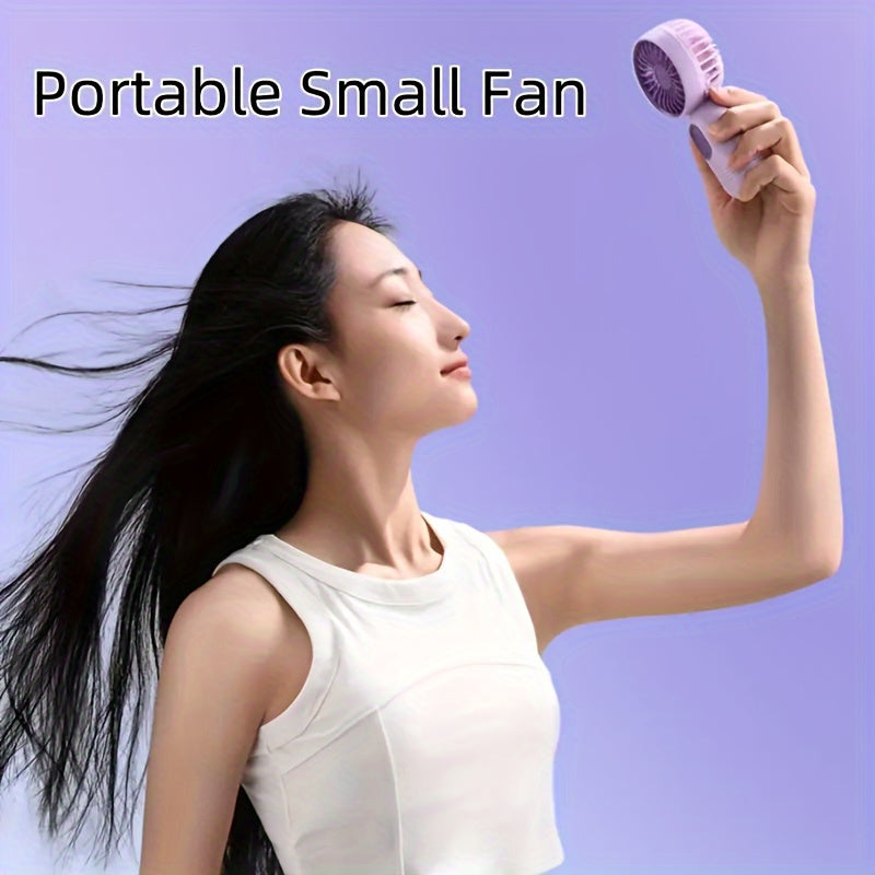 Portable Mini Handheld Fan, 1pc, USB Rechargeable, Quiet Desk Personal Fan, 3 Speeds Adjustable, Ideal for Travel and Office Use, Made of Plastic Material, Perfect Summer Gift