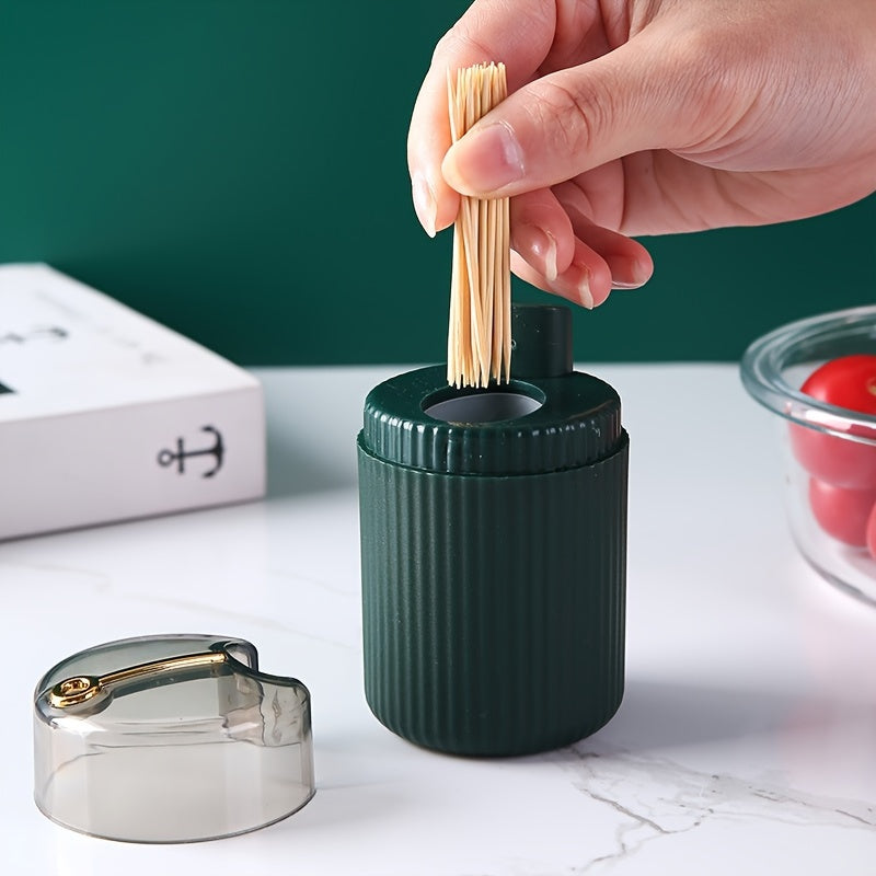 Space-saving toothpick dispenser made of durable ABS material, no power required. Perfect for kitchen and dining.