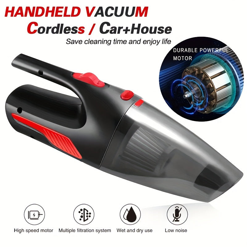 CascadeVac Cordless Handheld Vacuum Cleaner, Compact Dust Remover with Powerful Suction, Made of Durable Plastic, includes Crevice Tool and Rechargeable Lithium Battery with 2000mAh Capacity, Ideal for Use in Cars and Homes.