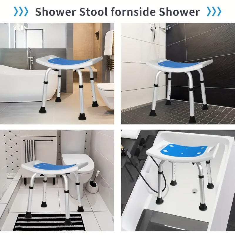 ComfortPlus Adjustable Shower Chair for Elderly and Disabled with Non-Slip Surface, Tool-Free Assembly, Suitable for Shower and Bathtub Use.