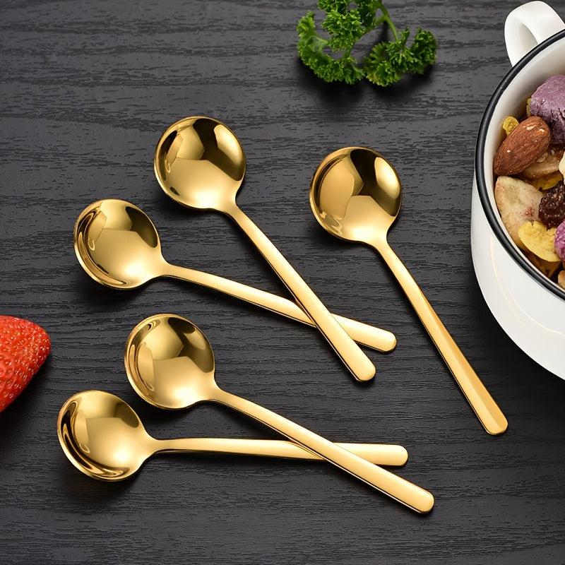 Set of 8 or 16 Mini Espresso Spoons made of 304 Stainless Steel - Great for Cappuccinos and Desserts. These durable spoons are perfect for seasoning and are ideal for use in the kitchen or coffee shop.