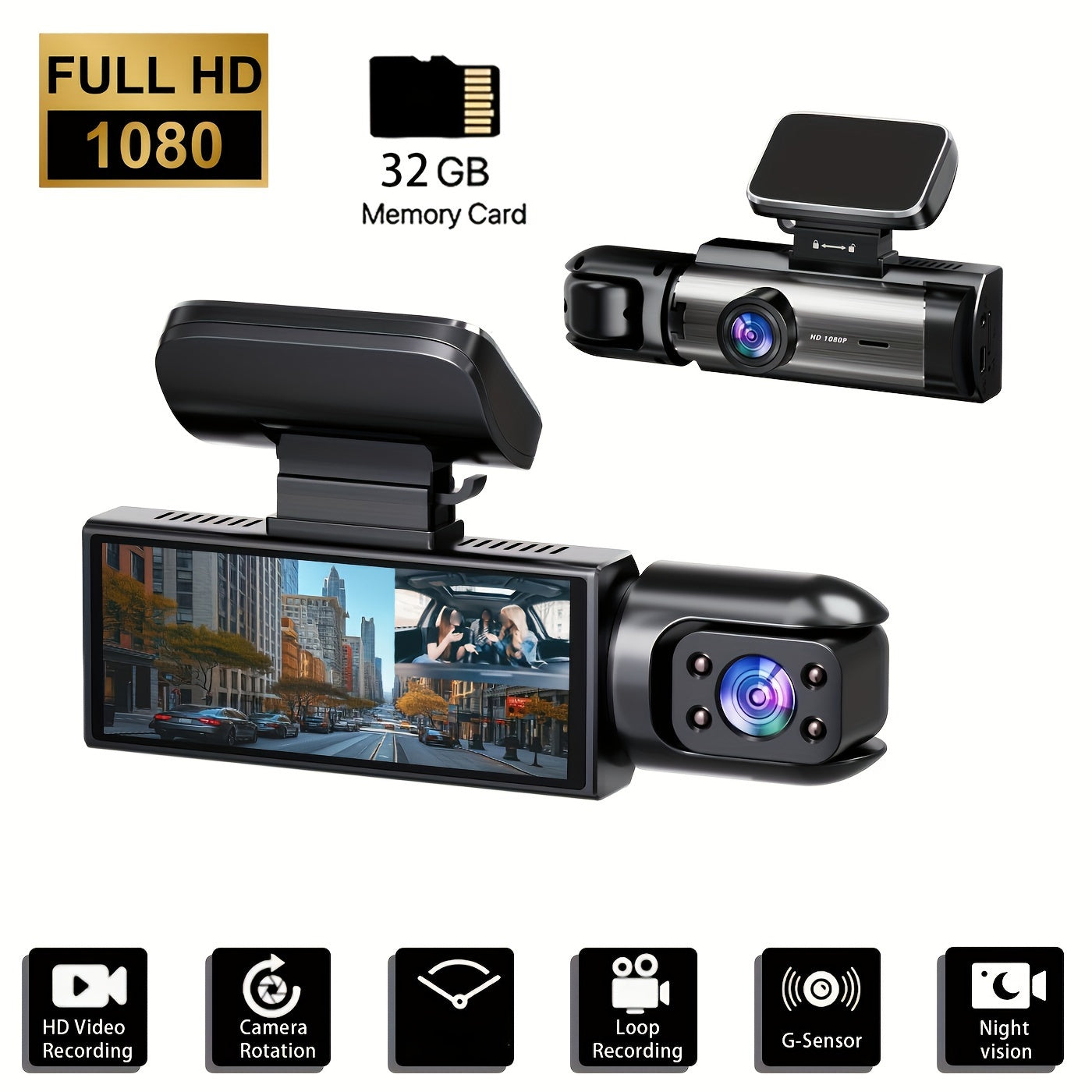 Brand new Vehicle Black Box upgraded Dash Cam includes 64G high-speed memory card and car phone fast charging gift package. Features 1080P ultra-clear night vision, alloy sun-proof shell