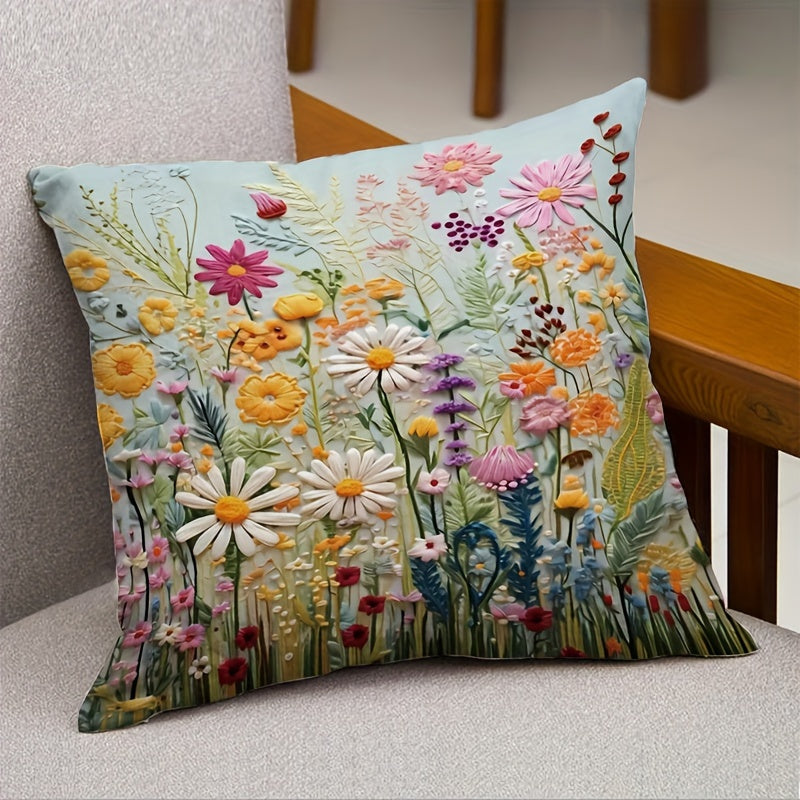 2-Pack MEMNUN Rustic Floral Garden Pillow Covers, 44.96x44.96 cm, Zippered Polyester Cushion Cases, Machine Washable, for Home & Sofa Decor, Country Style.