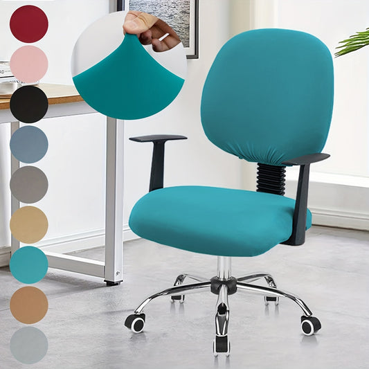 Stretchable solid color office chair covers set of 2 - elastic slipcovers for home and study decor, machine washable.